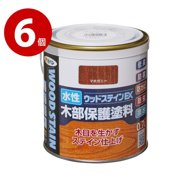 アサヒペン　水性ウッドステインＥＸ　0．7Ｌ×6個　マホガニー【送料無料】