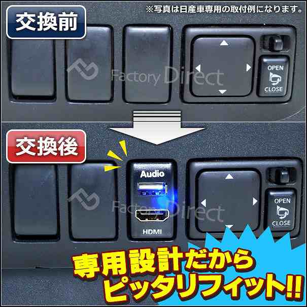 Usb To2 Eタイプ 40mm トヨタ車系 Usb入力ポート Hdmi入力ポート カーusbポート パーツ 増設 車 スの通販はau Pay マーケット ファクトリーダイレクトjapan