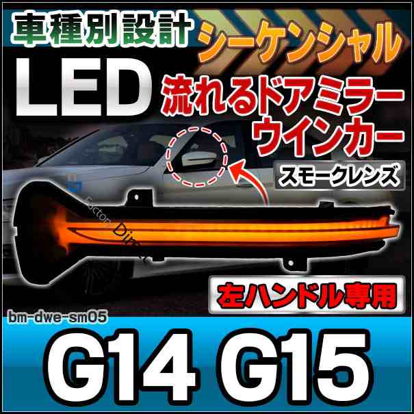 ll-bm-dwe-sm05 (スモークレンズ) 8シリーズ G14 G15 (左ハンドル専用) シーケンシャル LED BMW 流れる( カスタム パーツ ドアミラー 車