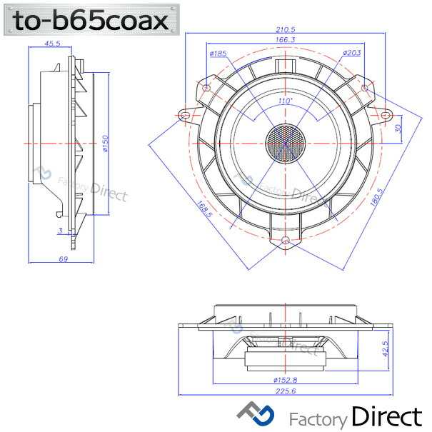fd-to-b65coax-to14 CALDINA カルディナ(240系 H14.09-H19.06 2002.09-2007.06)トヨタ純正交換6.5インチ 17cmスピーカー カプラーON トレードイン(Plug and Play 純正交換 車 カーアクセサリー 車用品 アクセサリー カースピーカー スピーカー)の通販は
