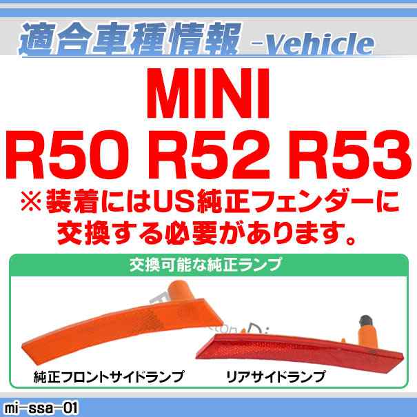 ll-mi-ssa-cr01 クリアーレンズ MINI R50 R52 R53 US仕様 LEDサイドマーカー BMW MINI ミニ ( カスタム  パーツ 車 カスタムパーツ サイド｜au PAY マーケット