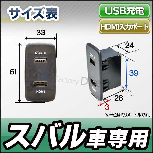 USB-SU-B Ver.2 SUBARU スバル車系 QC3.0 USB充電HDMI入力 カーUSBポート ( カスタム パーツ 増設 車  カスタムパーツ usb ポート USBポの通販はau PAY マーケット - ファクトリーダイレクトJAPAN