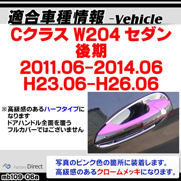 ri-mb109-06(106-06) ドアハンドル(左ハンドル用) Cクラス W204 セダン (後期 2011.06-2014.06 H23.06-H26.06) Mercedes Benz メルセデス ベンツ クロームトリム ガーニッシュ メッキカバー ( ドアノブ メッキトリム 外装 車 部品 エクステリア メッキパーツ クロム )_1