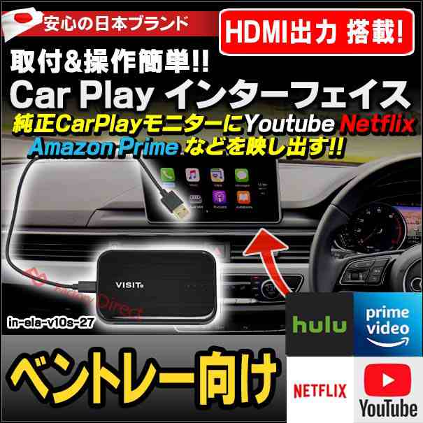 サイバーパンク ELA-V10S -27 VISIT社製 CarPlay アダプター インターフェイス (HDMI出力内蔵) (ベントレー向け  AppleCarPlay搭載車)(アンドロイド10.0搭