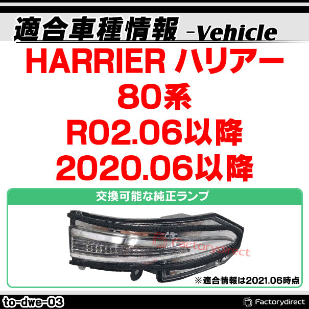 ll-to-dwe-sm03 (シーケンシャル点灯 スモークレンズ) HARRIER ハリアー (80系 R02.06以降 2020.06以降) TOYOTA トヨタ LEDドアミラーウインカーランプ (車 サイドミラー 外装灯 流れるウインカー ウィンカーレンズ サイドウインカー シーケンシャルライト)_1