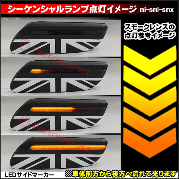ll-mi-sml-smx03 (シーケンシャル点灯) (スモークレンズ) MINI F57 LCI2 (後期 2021.05以降 R03.05以降) LEDサイドマーカー LEDウインカーランプ (カスタム パーツ 車 ウィンカー ウインカー マーカー ランプ ライト マーカーレンズ 外装灯 ドレスアップ 流れる)_3