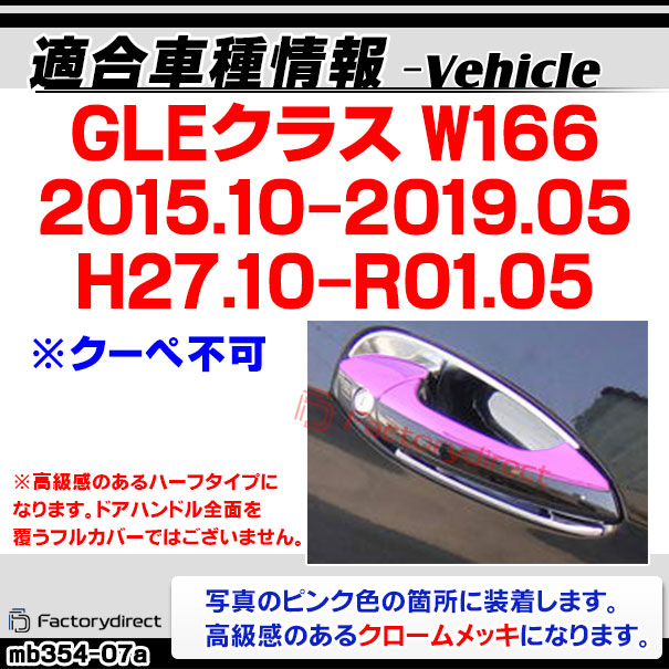 ri-mb354-07(106-05) ドアハンドル(右ハンドル)用 GLEクラス W166 (2015.10-2019.05 H27.10-R01.05 ※クーペ不可) MercedesBenz メルセデスベンツ クロームメッキトリム ガーニッシュカバー ( ドアノブ 外装パーツ 車 車用品 カスタム ドレスアップ カー用品)_1