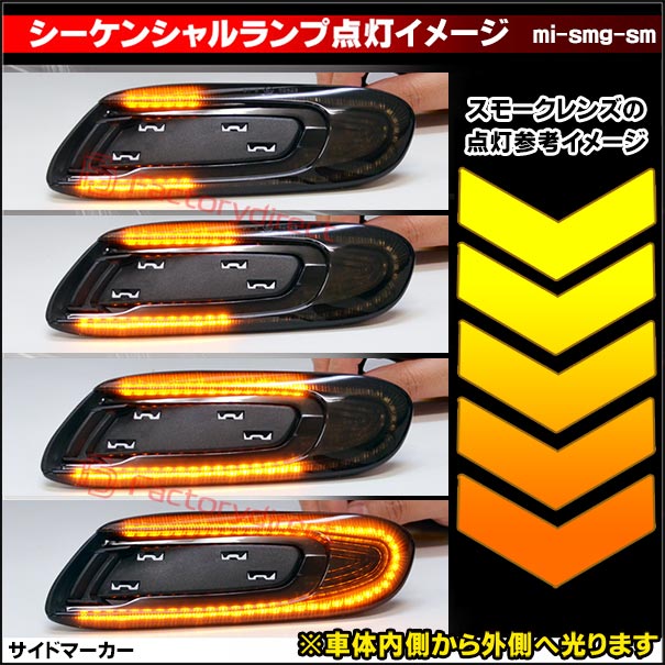 ll-mi-smg-sm02 (シーケンシャル点灯 スモークレンズ) MINI F56 3ドア (前期 中期 2014-2021.04 H26-R03.04) 流れるLEDサイドマーカー LEDウインカー 流星点灯 BMW (車用品 外装灯 カスタム パーツ led ウインカー ウィンカー サイドマーカー レンズ ledマーカ)_3