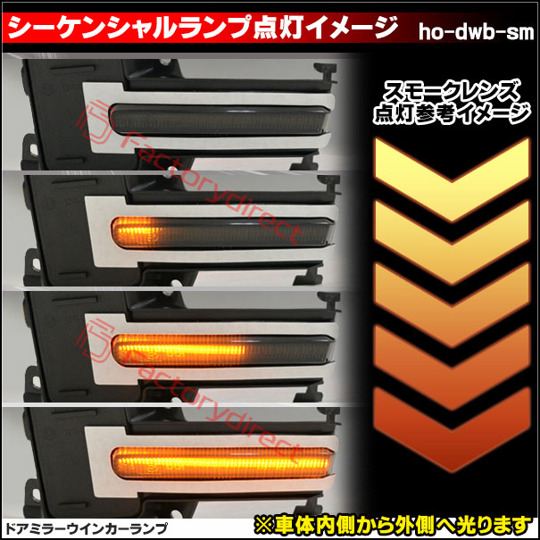 ll-ho-dwb-sm01 Ver.2 (シーケンシャル点灯 スモークレンズ) Civic シビック (FC1 FK7 FK8系 H27.11-R03.07 2015.11-2021.07 ※タイプR含む) HONDA ホンダ LEDドアミラーウインカー 流星点灯 (車用品 カスタム パーツ ドアミラー ウインカー ウィンカー)_3