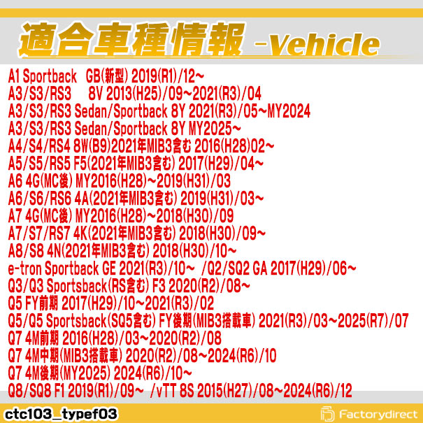 CTC-103 TypeF03 TVキャンセラー アウディ A1 A3 A4 A5 Q2 Q3 Q5 A7 TT e-tron TVフリー TVジャンパー ( キャンセラー テレビ テレビキャンセラー ナビ )_1