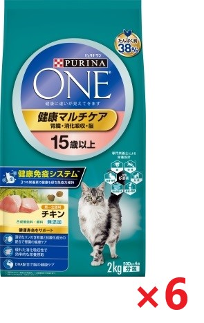 【6個セット】ピュリナワン キャット 健康マルチケア 15歳以上 チキン(2kg) ペット