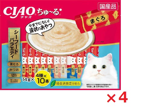 【4個セット】ＳＣ−187　ちゅーる40本入りシーフードバラエティ14ｇ×40本 いなば　ペットフード　ペット まとめ買い
