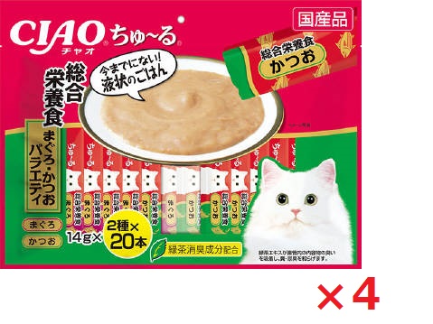 【4個セット】ちゅーる総合栄養食まぐろ・かつおバラエティ14ｇ×40本 いなば　ペットフード　ペット まとめ買い