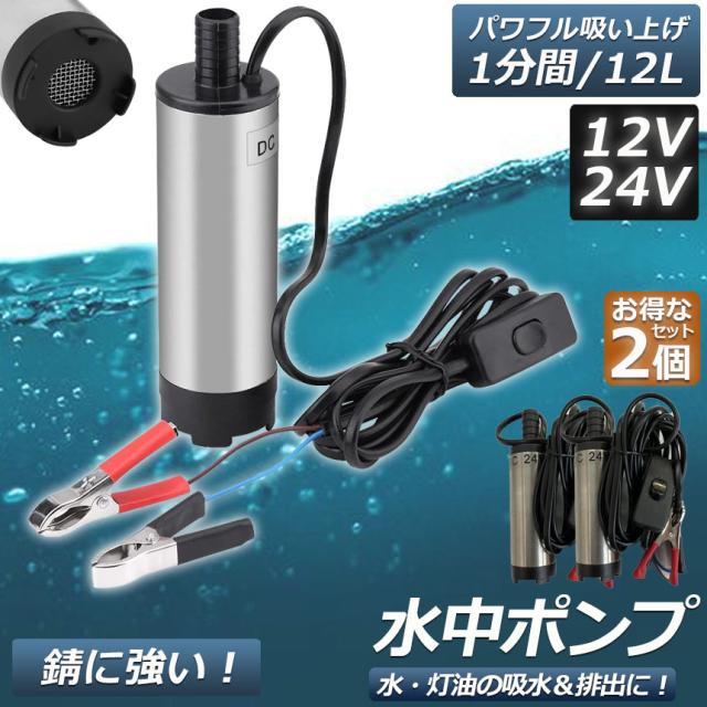 水中ポンプ 12V 24V 2個セット 小型 ウォーターポンプ 12L/min