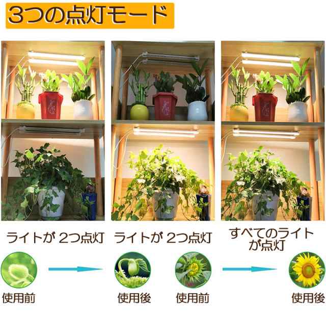 植物育成ライト LED育成ライト 2個セット タイマー 観葉植物育成ライト