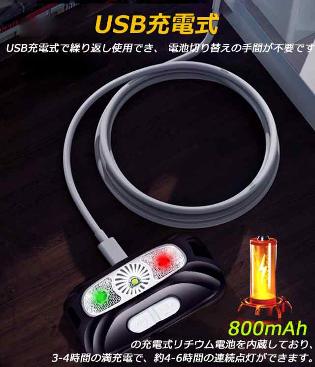 ヘッドライト ledヘッドライト 充電式 USB ヘッドランプ 角度調整可 4