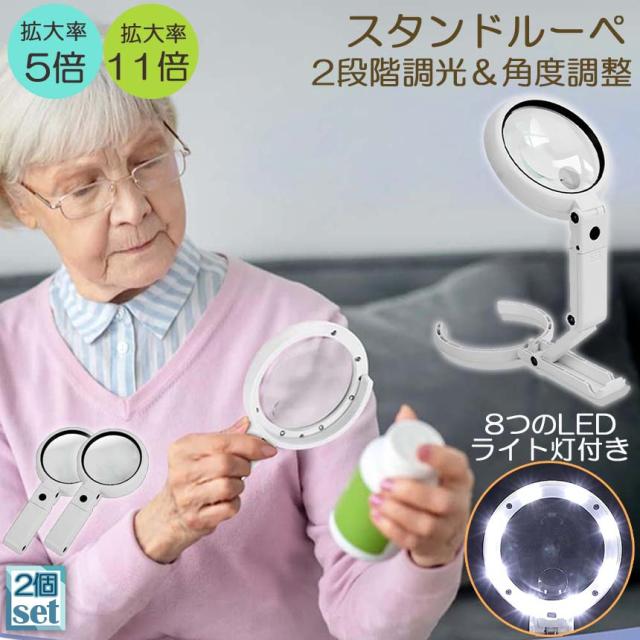 新品◇拡大率2倍。メガネ型ルーペ、拡大鏡、ワイド型。フリーサイズ 