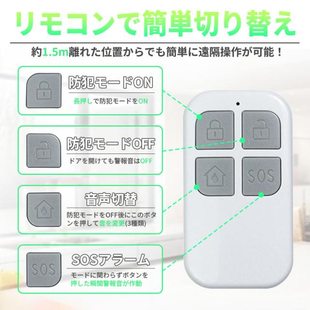 防犯アラーム 窓 ドア用 振動センサー 本体4個＆リモコン4個 アラーム 大音量 125dB 防犯グッズ 防犯ブザー 超薄型 侵入防止 振動 窓防犯アラーム 警報機  窓ガラスの破損センサーアラート 感度調整可能 泥棒 忍び込み 居空き 貼るだけ 電池式 長寿命の通販は