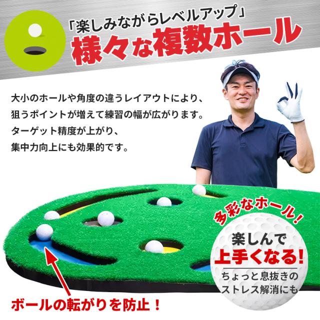2枚セット ゴルフ パターマット 室内 練習用 本格グリーン設計 多機能ホールパター練習マット 距離感 方向性 集中力向上 防音 芝再現 自宅 練習マット ゴルフ 練習器具 パッティングマット 初心者 上級者 置くだけ簡単 お子様から大人まで 軽量 持ち運び 収納便利_4