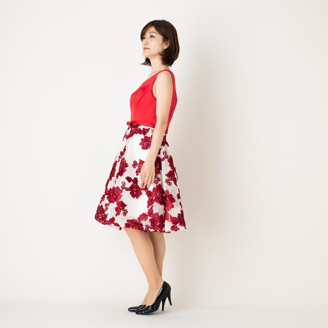 ノースリーブ ミニ丈 ワンピース パーティードレス 結婚式 発表会 花 チュチュ リボン Vネック 赤ｍサイズの通販はau Pay マーケット Asirity 2号店