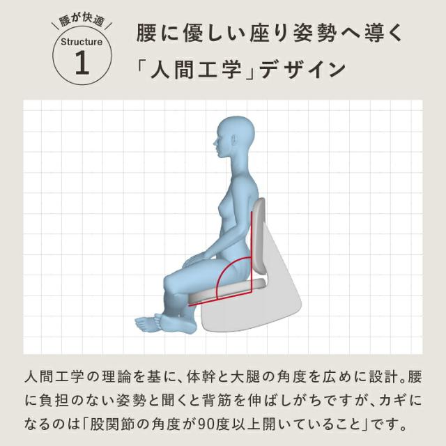 ゆらゆら腰サポート座椅子 腰痛 背筋 姿勢 股関節 猫背 S字カーブ ゆらぎ 人間工学 腰に優しい クッション 人気 おすすめ イス テレワーク 在宅勤務 ドリーム 快適 補整 補正 前滑り crasno 0070-4240_5