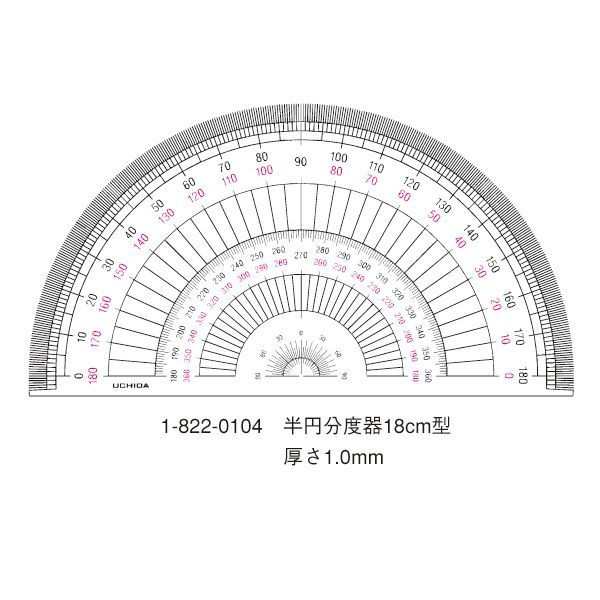 ウチダ(マービー) 半円分度器 18ｃｍ型 品番：1-822-0104