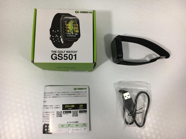 【中古ゴルフ用品】【超美品】GREENON(グリーンオン) THE GOLF WATCH(ザ・ゴルフウォッチ) GS501 ブラック【14日間返品OK】