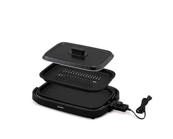 アイリスオーヤマ 網焼き風ホットプレート 2枚プレート ブラック IHA-A20-B