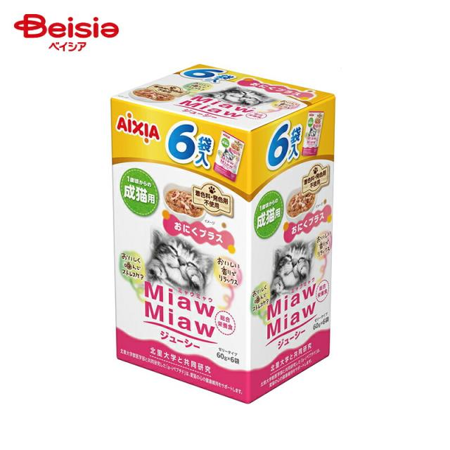 【ポイント10倍！5/1 16:00-5/31】アイシア MiawMiawジューシー6P おにくプラス 360g×20個 ペット | キャットフード 猫 ウェット パウチ MiawMiawジューシー おにくプラス 360g 20個 まとめ買い 大容量