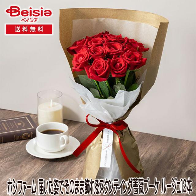 ホシファーム 届いた姿でそのまま飾れるスタンディング薔薇ブーケ ルージュ12本 | ギフト プレゼント 贈り物 誕生日プレゼント 記念日プレゼント 結婚祝い お祝い お返し 内祝い プチギフト クリスマス 贈答品の通販は 4,821円