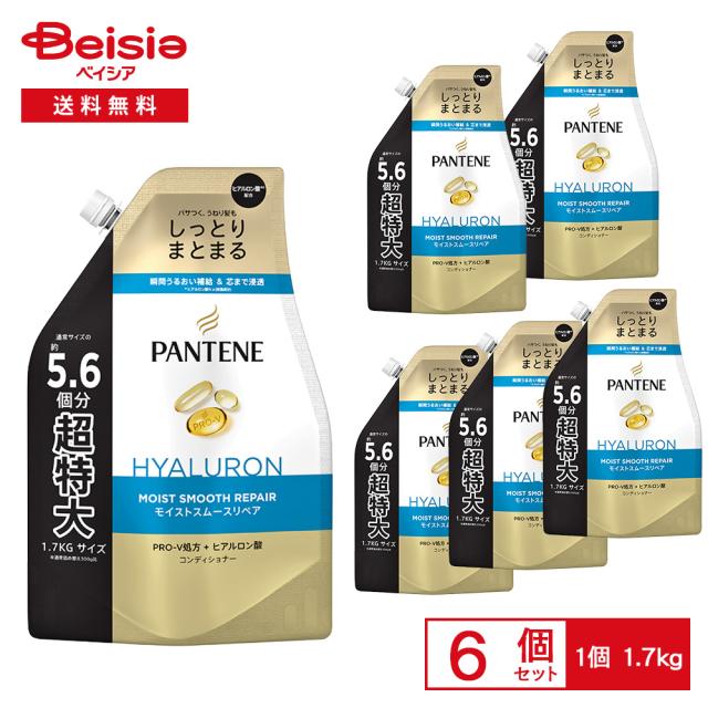 P&G パンテーン(PANTENE)  モイストスムースケア トリートメントコンディショナー つめかえ超特大 1.7kg 6個セット | 詰め替え 大容量 モイスト スムース ヘアケア 特大サイズ 詰替 しっとり まとまる 女性