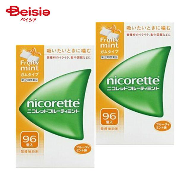 【指定第2類医薬品】ニコレットフルーティミント 96個 2個 | アリナミン製薬 禁煙時のイライラ 集中困難 落ち着かないなどの症状の緩和