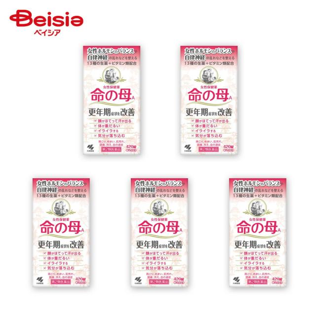 【第2類医薬品】命の母A 420錠 5個 |  小林製薬 更年期障害 更年期神経症 血の道症のぼせ 生理不順 生理異常 生理痛 肩こり 冷え症 肌荒れ めまい 耳鳴り 動悸 貧血 にきび 便秘 ヒステリー 帯下 産前産後 下腹腰痛 血圧異常 頭痛 頭重