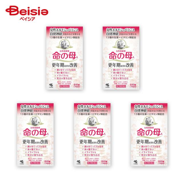 【第2類医薬品】命の母A 840錠 5個 |  小林製薬 更年期障害 更年期神経症 血の道症のぼせ 生理不順 生理異常 生理痛 肩こり 冷え症 肌荒れ めまい 耳鳴り 動悸 貧血 にきび 便秘 ヒステリー 帯下 産前産後 下腹腰痛 血圧異常 頭痛 頭重