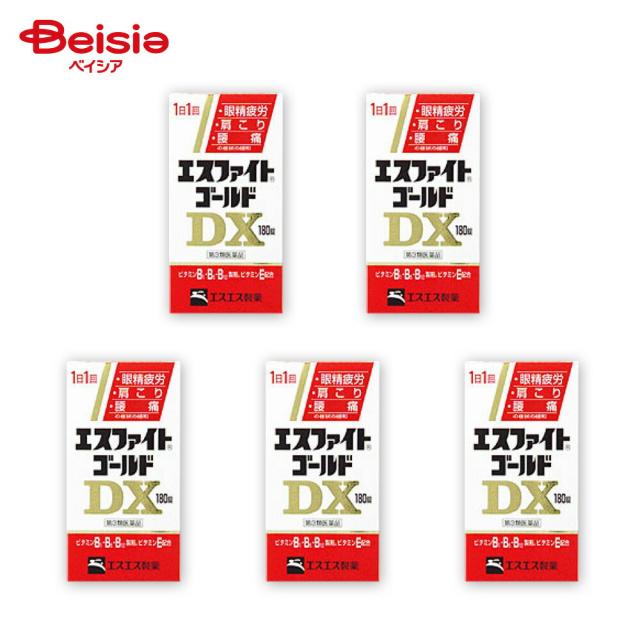 【第3類医薬品】エスファイトゴールドDX 180錠 5個 | 眼精疲労 筋肉痛 関節痛 肩こり 腰痛 五十肩など 神経痛 手足のしびれ ビタミンB1 B6 B12の補給 肉体疲労時 妊娠 授乳期 病中病後の体力低下時