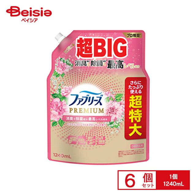 P&amp;G ファブリーズW除菌＋消臭 プレミアム パステルフローラル＆ブロッサムの香り つめかえ用4回分 1240mL×6個