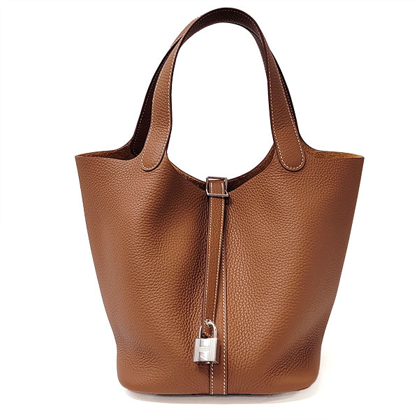 エルメス ピコタン MM 22cm HERMES トリヨンクレマンス ゴールド シルバー金具 W刻印 060991 ハンドバッグ トートバッグ