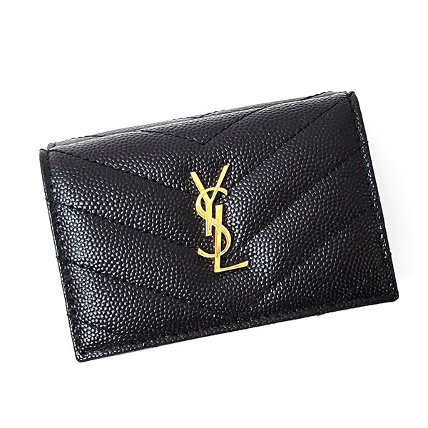 サンローラン 財布 レディース SAINT LAURENT モノグラム オリガミ タイニーウォレット 668274 BOWA1 1000 ブラック 三つ折り財布 ミニ財布