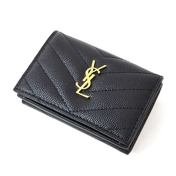 サンローラン 財布 レディース SAINT LAURENT モノグラム オリガミ タイニーウォレット 668274 BOWA1 1000 ブラック 三つ折り財布 ミニ財布_1