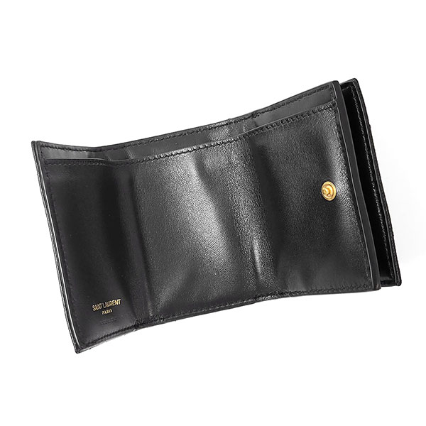 サンローラン 財布 レディース SAINT LAURENT モノグラム オリガミ タイニーウォレット 668274 BOWA1 1000 ブラック 三つ折り財布 ミニ財布_2