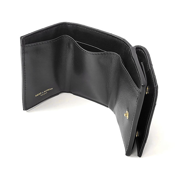 サンローラン 財布 レディース SAINT LAURENT モノグラム オリガミ タイニーウォレット 668274 BOWA1 1000 ブラック 三つ折り財布 ミニ財布_3