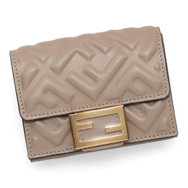 フェンディ 財布 レディース FENDI バゲット マイクロ 三つ折り財布 8M0395 AAJD F0E65 ダブグレー 三つ折り財布 ミニ財布