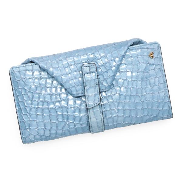 ペレボルサ 財布 レディース PELLE BORSA レインボークロコ 6101 SA サックス