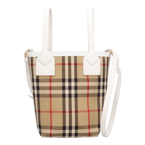 バーバリー バッグ レディース BURBERRY ミニロンドン トートバッグ 8072348 ベージュ+ホワイト