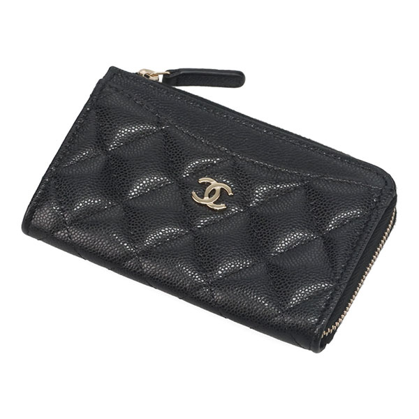 シャネル 財布 CHANEL クラシック ジップカードケース AP3179 B10583 C3906 ブラック シャンパンゴールド金具 フラグメントケース 小銭入れ_1