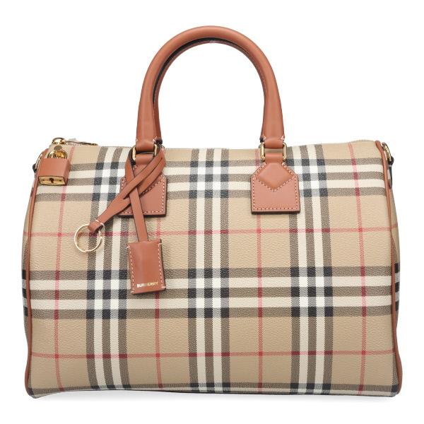 バーバリー バッグ レディース BURBERRY ミディアム チェック ボウリングバッグ 8071355 ベージュ+ブラウン