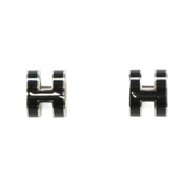 エルメス ポップアッシュ ミニ ピアス HERMES ブラックシルバー 608002 POP H ポップH