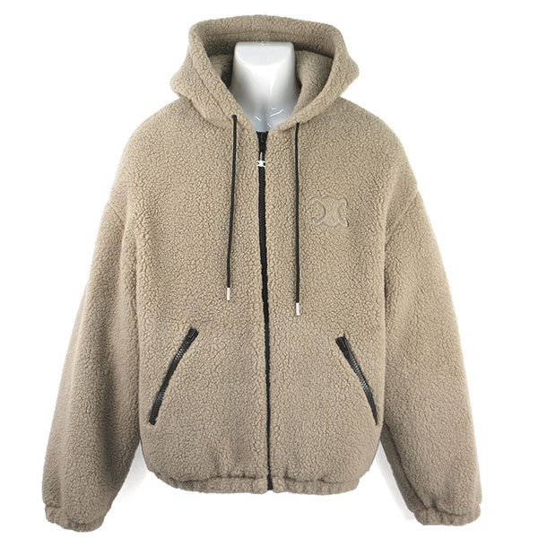 セリーヌ フードジャケット メンズ CELINE RV0SC0T87 02BL ベージュ/ブラック サイズL