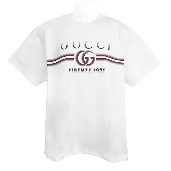 グッチ Tシャツ メンズ GUCCI プリント コットンジャージーTシャツ 785345 XJGKJ 9541 ホワイト サイズM