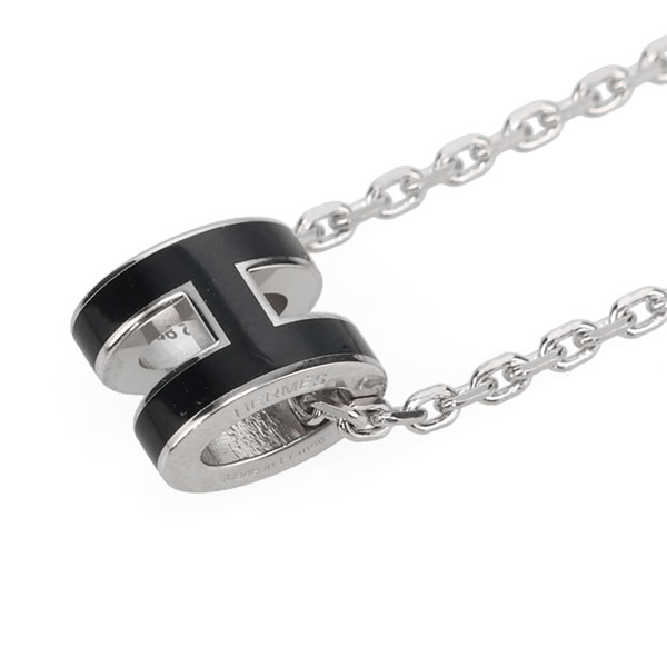 エルメス ポップアッシュ ネックレスミニ HERMES ブラック シルバー 147992_1
